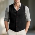 thumbnail image 2 of Mens Vintage Suit Vest Single-Breasted V Neck Casual Wool Regular Fit Dress Waistcoat for Wedding Groomsmen, 2 of 9