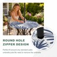thumbnail image 4 of Round Outdoor Tablecloth with Umbrella Hole and Zipper, Navy Blue Palm Leaves Tablecloth with Elastic Waterproof, Summer Botanical Tropical Plants Patio Table Covers for 55" - 60" Picnic Pool Tables, 4 of 9