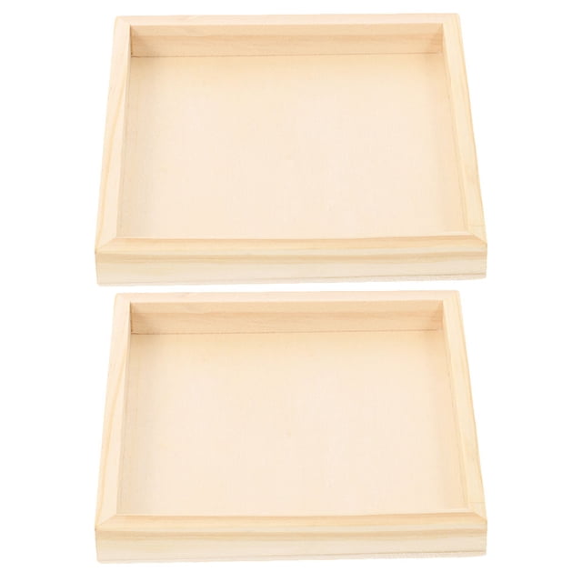 WEUVEB Square Wood Tray Stackable Sorting Trays for Puzzles 12x12x0.6in Bamboo Material 2Pcs Kids Storage Solution