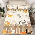 thumbnail image 2 of Homewish Cartoon Kitten Cat Bed Sheets for Kids, Spring Flower Floral King Sheets, Japanese Anime Animal Sheet Set, Super Cozy Room Decor, 4-Piece, 2 of 7