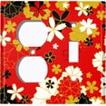 thumbnail image 4 of Metal Light Switch Plate Cover Japanese Flower Pattern Red Wallpaper FLW036, 4 of 13