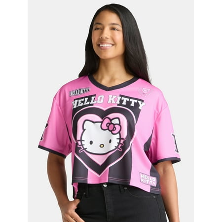 Sanrio Hello Kitty Women’s Graphic Football Skimmer Jersey, Sizes XXS-XXL