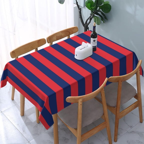 Rectangle Tablecloth Navy Blue & Red Stripes Oblong Table Cover Washable Table Cloths for Kitchen Dinning Party Tabletop Modern Decoration 60 x 84inch