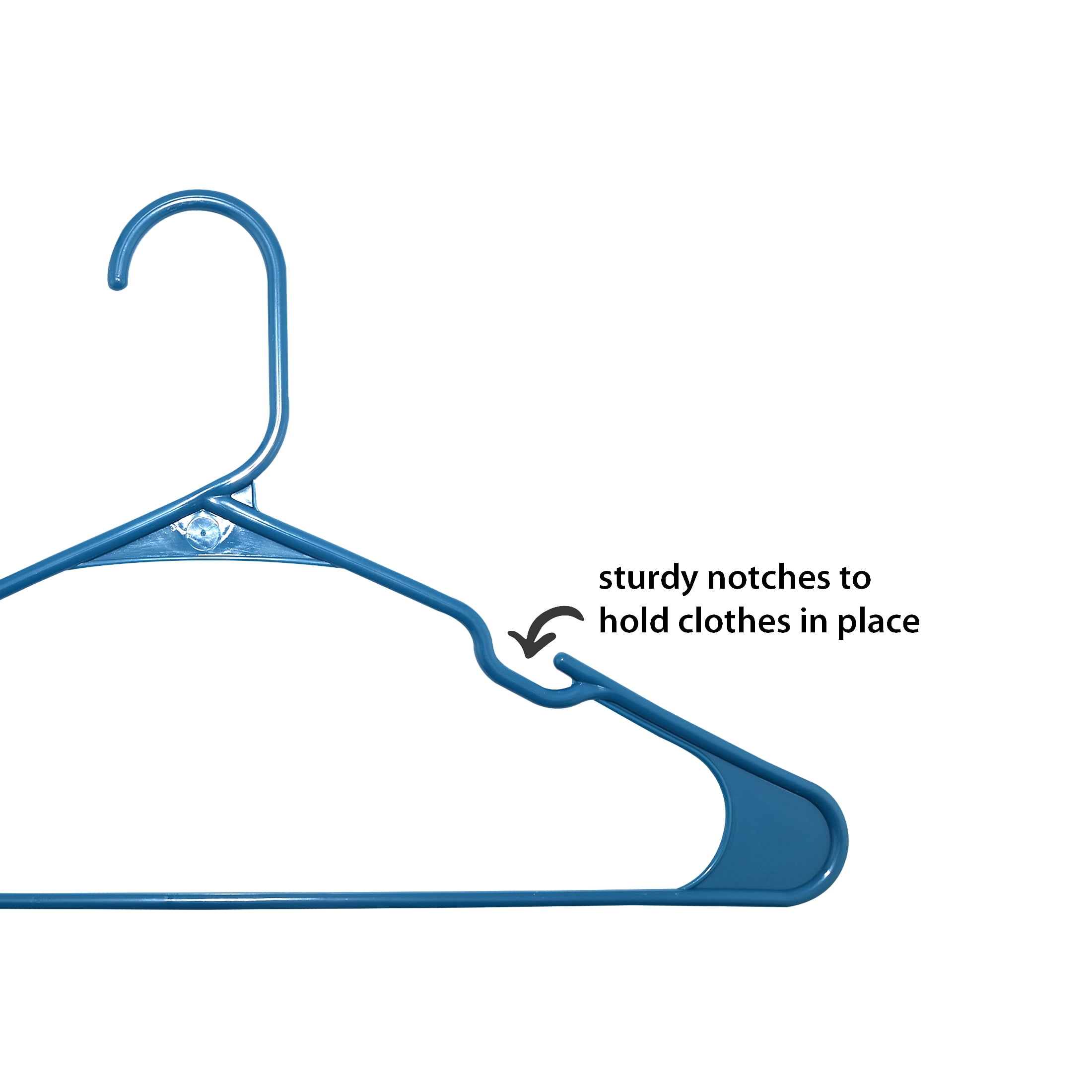 Mainstays Plastic Notched Adult Clothes Hangers, Purple Corsair, 18 Count
