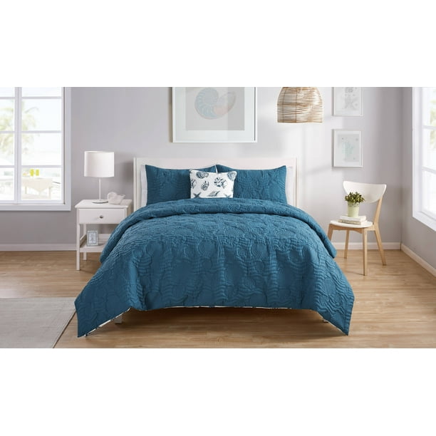 VCNY Home Beach Island Reversible Textured Duvet Cover Set, Twin/Twin