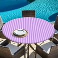 thumbnail image 6 of Purple Pink Round Tablecloth, Fitted Table Cover with Elastic for 45"-54" Round Tables, Geometric Vertical Striped Solid Rainbow Table Cloth Outdoor Indoor Dinning Party Waterproof Tablecloths, 6 of 7