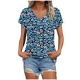 thumbnail image 2 of Spring Tops for Women 2025 Viikei Womens Plus Size Tops Short Sleeve,Women's Printed V-neck Short-sleeved T-shirt Loose Top Short Sleeve Top Multicolor M, 2 of 4