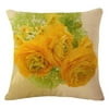 Yellow Flowers Cushion Cover Decorative Throw Pillows case Floral Linen Pillowcase For Sofa Home Car, 45X45CM