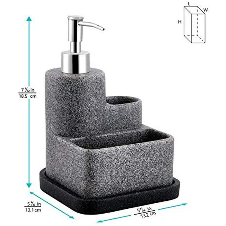 zccz Soap Dispenser with Sponge Holder, Marble Look Liquid Hand and Dish Soap Dispenser Pump Bottle and Sponge Holder 2 in 1 for