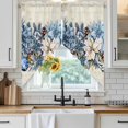 thumbnail image 6 of Blue Poinsettia Christmas Swag Valances for Windows, Kitchen Window Curtains Over Sink, Xmas Botanical Balls Snowflake Retro Window Treatment Curtains for Living Room/Bedroom 2 Panel Sets 36"x45", 6 of 8