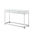thumbnail image 4 of Inspired Home Alena Console Table 2 Drawers High Gloss Acrylic Legs Chrome Stainless Steel Base Modern Design, White/Chrome, 4 of 10