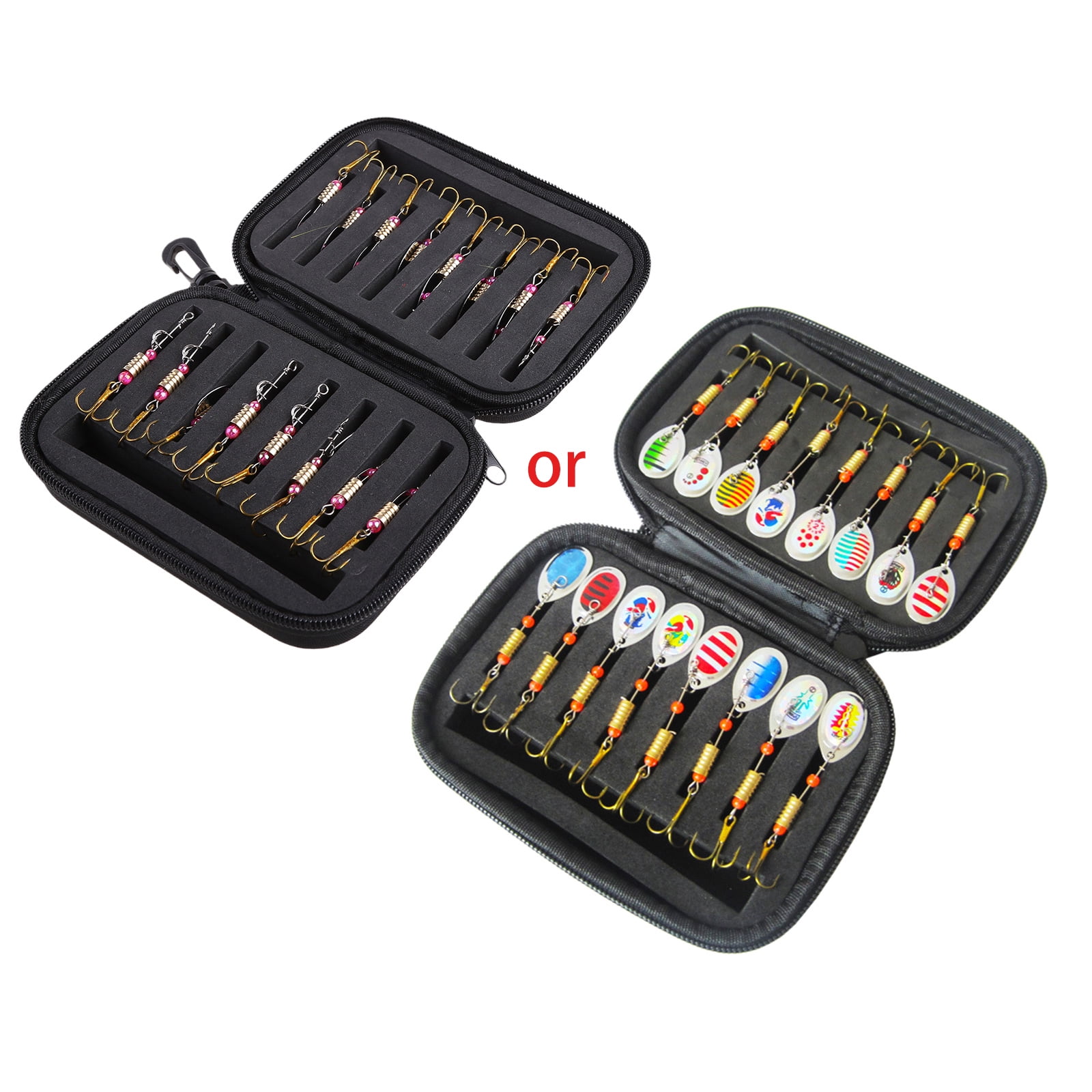7829 Fishing Lures Spinners Baits Spoon with Tackle Bag Trout Bass Salmon Pike 16pcs
