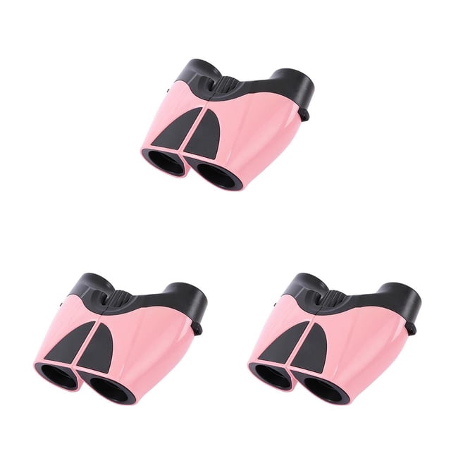Eigraketly Binoculares para niños Binoculares para niños Telescopio portátil real para niños Binoculares compactos a prueba de agua 10 × Rosa 3Conjunto