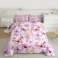 thumbnail image 2 of Homewish Colorful Butterflies 3 Pieces Queen Comforter Set For Children Kids Teens,Dreamy Princess Ultra Soft Bedding Sets,Pink Purple Bedding Comforter Set,Luxury Bedroom Decor,Reversible, 2 of 8