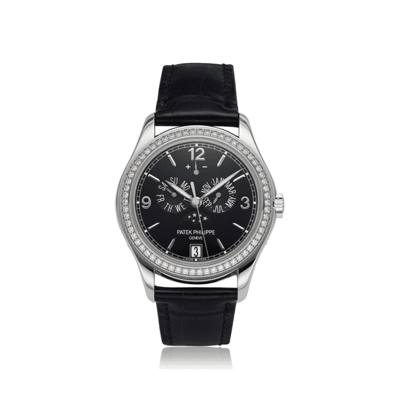 Pre-Owned Patek Philippe Annual Calendar Moonphase 5147G â€“ 18k White Gold & Diamond Bezel Ref. 5147G-001