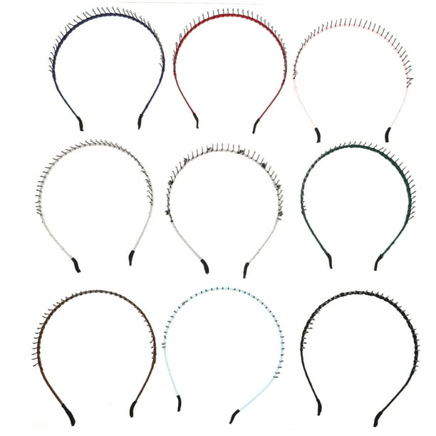 EeaseMX 8 piezas elegantes para diademas de metal de la banda de pelo cubierto de tela con dientes para mujeres hombres