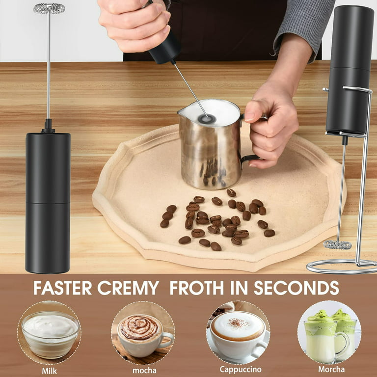 Handheld Milk Frother For Coffee With Stand, Whisk Drink Mixer
