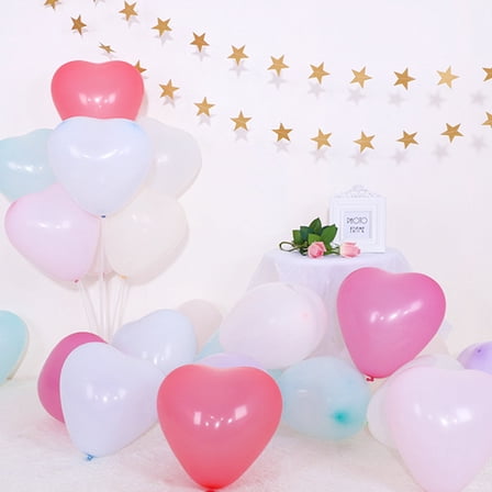 COSMOBETTY Heart Balloons 100Pcs Latex Pink For Valentine's Day Birthday Wedding Party Pendants