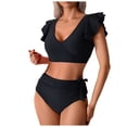 thumbnail image 2 of Linfrsh Women's Tummy Control Bikini Sets Twist Front Swimsuits High Waisted Bathing Suits Sexy Bikinis for Women Black,2XL, 2 of 5