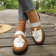 thumbnail image 5 of Purcolt Womens Color Block Loafers Dressy Casual Fringe Round Toe Slip On Boat Shoes Comfort Thick Soft Sole Flats Shoes for Business Work Office, 5 of 9