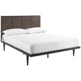 thumbnail image 1 of 4 Panel Metal and Wood Queen Platform Bed - Ash Brown Bookmatch, 1 of 6