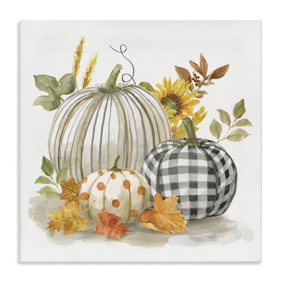 Stupell Industries French Country Patterned Pumpkins Autumn Harvest Canvas Art, 17 x 17, by Nan