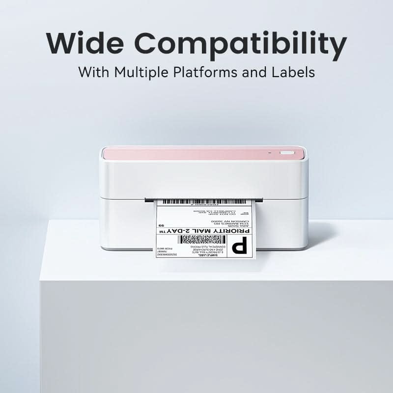 Phomemo Shipping Label Printer - 241BT 4X6 Wireless Thermal Label Printer, Bluetooth Thermal Label Printers for Small Business, Compatible with iPhone, Android, Amazon, Shopify, UPS（Pink）