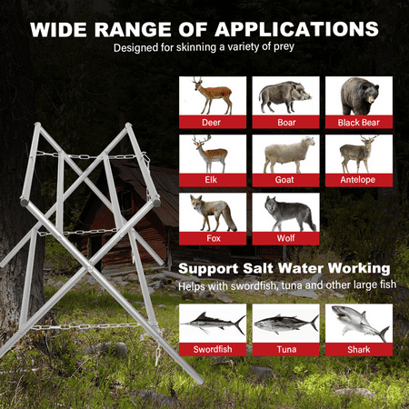 Kagrote Skinning Station Equipment Deer Game Hunting Hoist Processing Rack with 500Lbs Capacity for Hog & Sheep