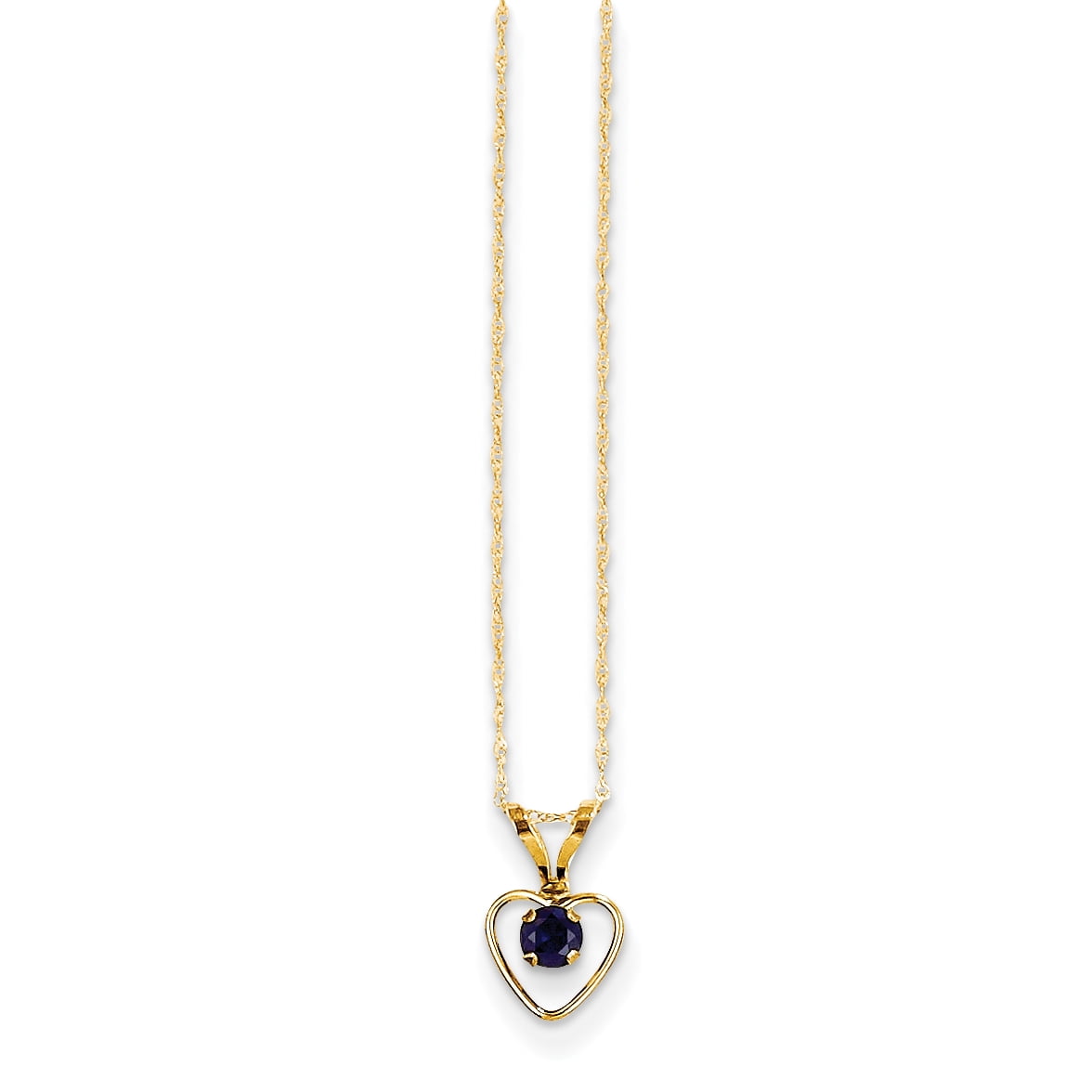 14k Madi K 3mm Sapphire Heart Birthstone Necklace - Walmart.com ...