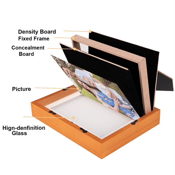 Hidden Photo Frame Storage, Secret Compartment Storage Box, Out of Sight Secret Hidden Jewelry Key Home Office Safe C