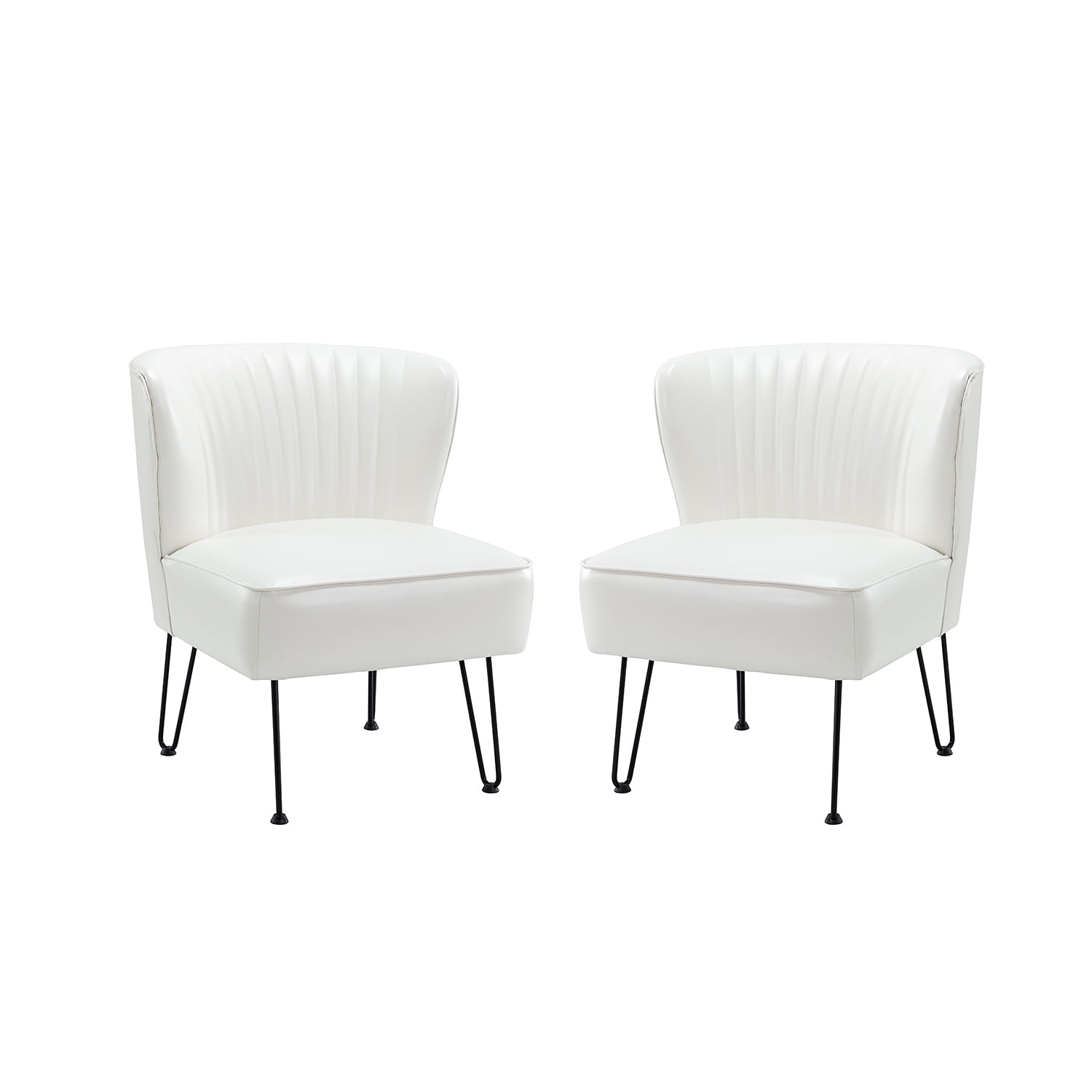 Velvet Armless Accent Chair Set of Gold Metal Legs Modern