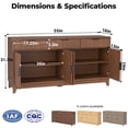 thumbnail image 3 of Poshby 55" Fluted Credenzas Sideboard Buffet Cabinet with 3 drawers, 4 Doors for Kitchen, Living Room, Walnut, 3 of 9