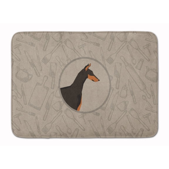 Doberman Pinscher In the Kitchen Machine Washable Memory Foam Mat