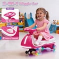 thumbnail image 3 of Track Seven 12V Electric Wiggle Car with Pedal, 2 in 1 Swing Car, Bluetooth, LED Lights, Flashing PU Wheels, Max Speed 5 Mph, Anti-Rollover, 12V Ride on Toy Car for Kids Toddlers Aged 3+, Rose Red, 3 of 8