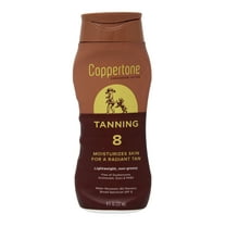 Coppertone Tanning Sunscreen Lotion, Water Resistant Body Sunscreen SPF 8, Broad Spectrum SPF 8 Sunscreen, 8 Fl Oz Bottle
