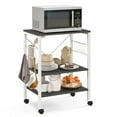 thumbnail image 2 of Resenkos 3-Tier Kitchen Baker's Rack Microwave Oven Storage Cart with Hooks-Deep Brown, Storage Rack Microwave Oven Stand for Spices, Pots, and Pans, 2 of 7