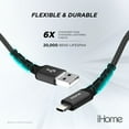 thumbnail image 4 of iHome Fabric Braided Lightning to USB Cable, Black, 6', 4 of 11