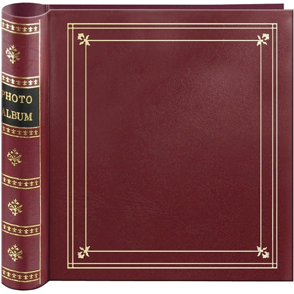 Pioneer Bi-Directional Spiral Bound Photo Album, Le Memo Pocket Photo Album, Solid Color Covers with Gold Trim, Holds 200 4x6" Photos, 2 Per Page, Color: Burg
