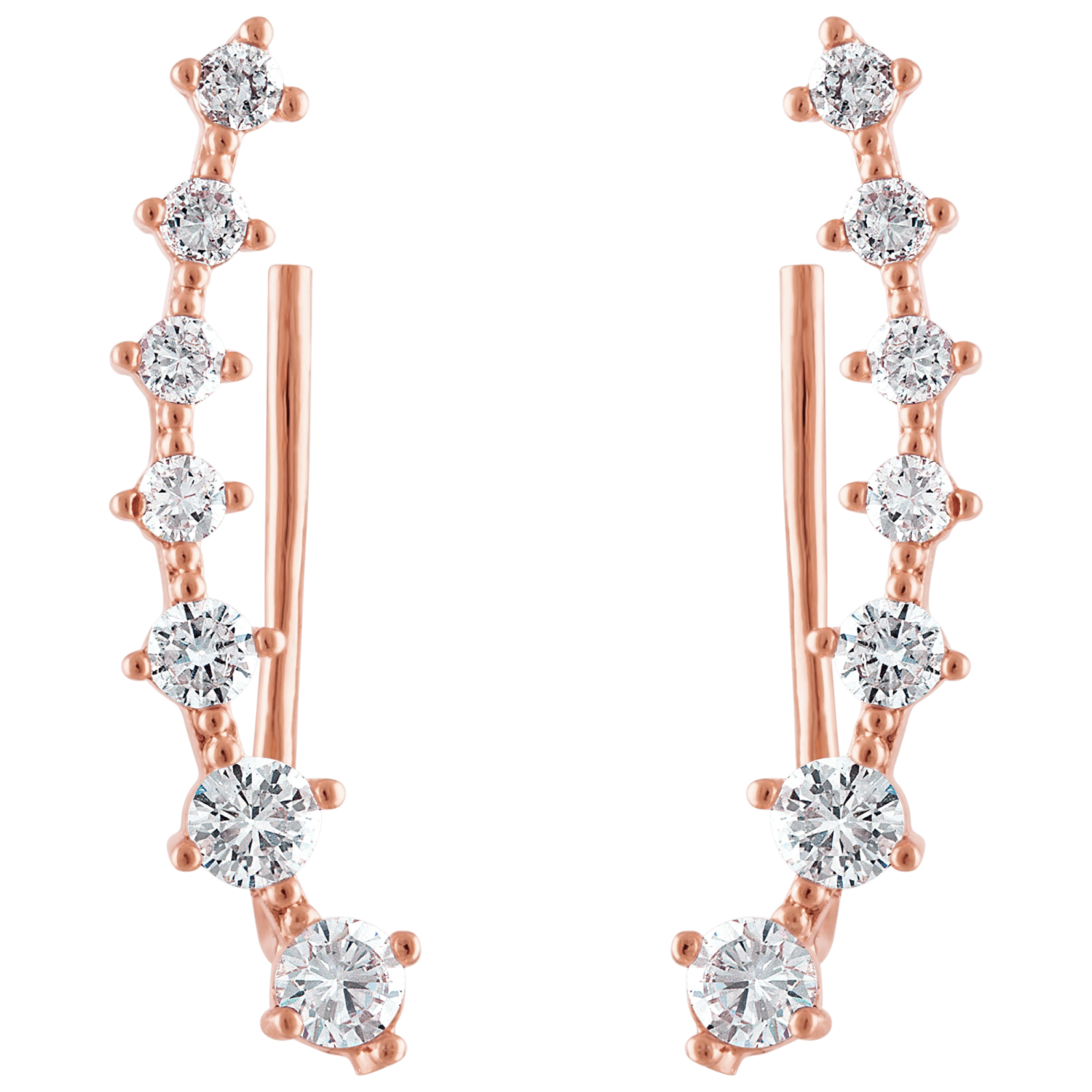 Pair Created with Zircondia® Crystals by Philip Jones Jewellery Earrings Ear Jackets & Climbers Ear Climbers Rose Gold Plated Daisy Climber Earrings 