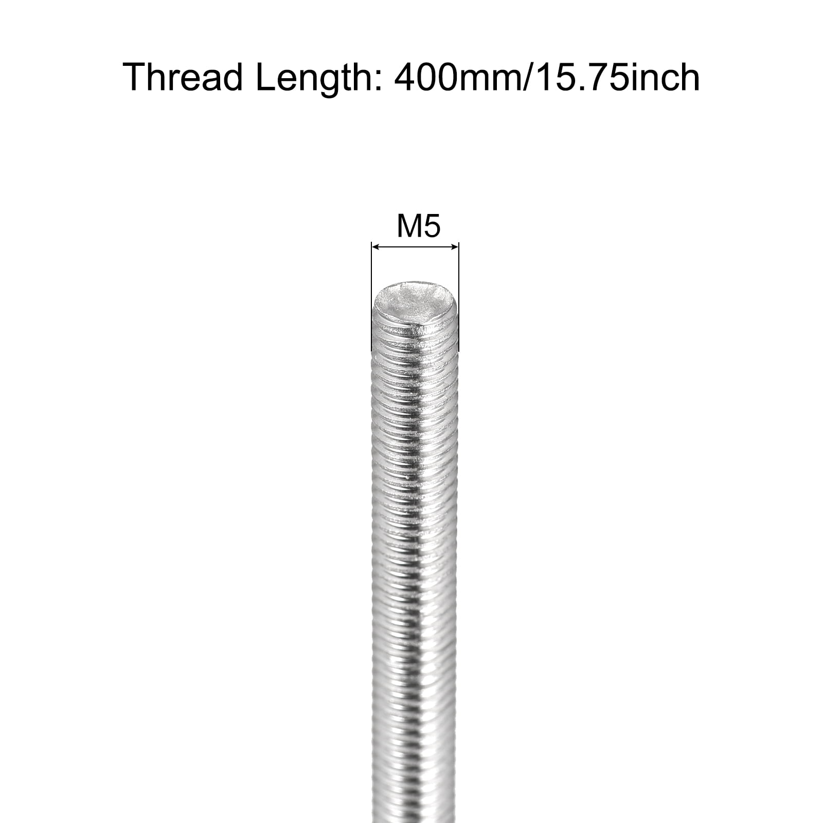 Fully Threaded Rod M5 x 400mm 0.8mm Pitch 304 Stainless Steel Right Hand 10pcs