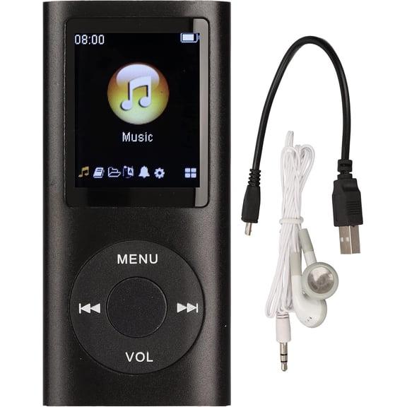 MP3 Player, Stylish Portable Lossless Sound Music Player with Earphones, Support 64G Memory Card, Sleep Shutdown, 1.8 LCD Screen, 8h Playtime, for Kids, Sports (Blue)
