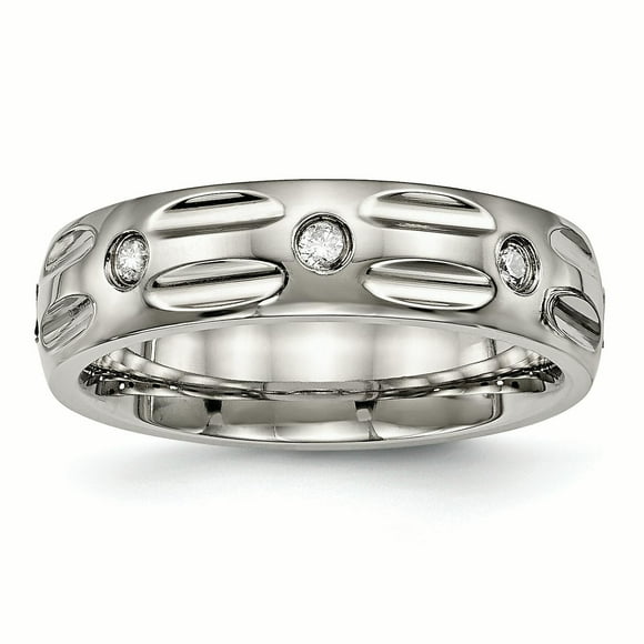 Bague en Titane Poli Rainuré CZ Taille 8.5