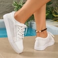 thumbnail image 3 of EKVAHL Women's Lace Up Mesh Sneakers, Cushioned Mesh Tennis Shoes, Insole Office Daily Walking Shoes White, 3 of 6