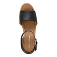 thumbnail image 3 of SUN STONE Womens Black 0.5" Platform Strappy Wood-Like Ankle Strap Adjustable Audreey Round Toe Wedge Buckle Slingback Sandal 10 M, 3 of 4
