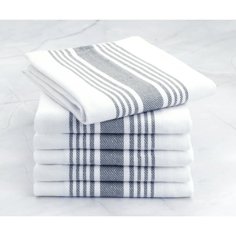 Kitchen Dish Cloths, Cotton Kitchen Towels, Farmhouse Striped Dish Towel  Set of 6 18x28 (Teal/White) 