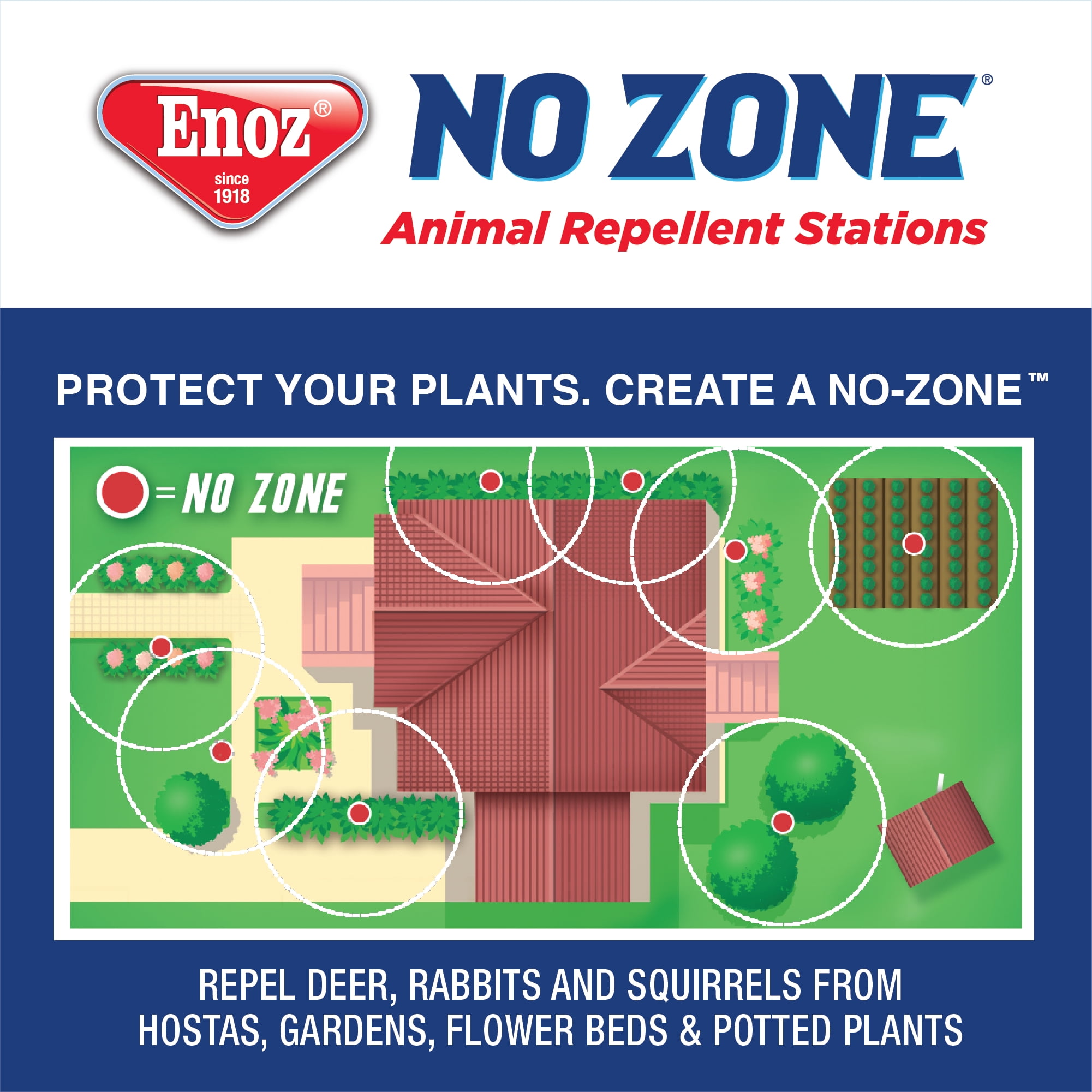 Enoz No Zone Indoor and Outdoor Animal Repellent Stations, Naphthalene Repellent, 4 oz, 4 Count