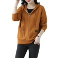 thumbnail image 2 of Women'S Full Zip Up Hoodies Soft Knit Sweaters Drawstring Long Sleeve Casual Trendy Cardigan Yellow One size, 2 of 9