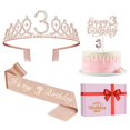 thumbnail image 1 of Decoraciones de 3er cumpleaños para niñas Faja de 3er cumpleaños Corona/Tiara Velas Adornos para pasteles. Regalos de 3er cumpleaños para niñas 3 Decoraciones de cumpleaños para niñas 3 Decoraciones d, 1 of 5