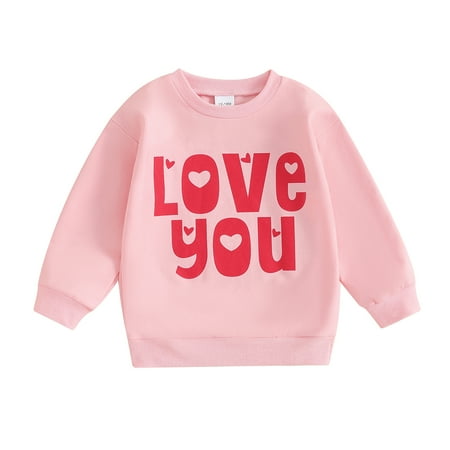 

Bagilaanoe Toddler Baby Girl Valentine s Day Sweatshirt Long Sleeve Letter Print Pullover 6M 12M 18M 24M 3T 4T Kids Loose Tee Tops