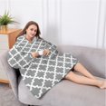 thumbnail image 5 of Oversized Wearable Blanket Hoodie,Gray and White Geometric Lattice Pattern Sherpa Blanket Hoodie with Super Pockets,Super Warm Fuzzy Pullover for Women & Men, 5 of 6